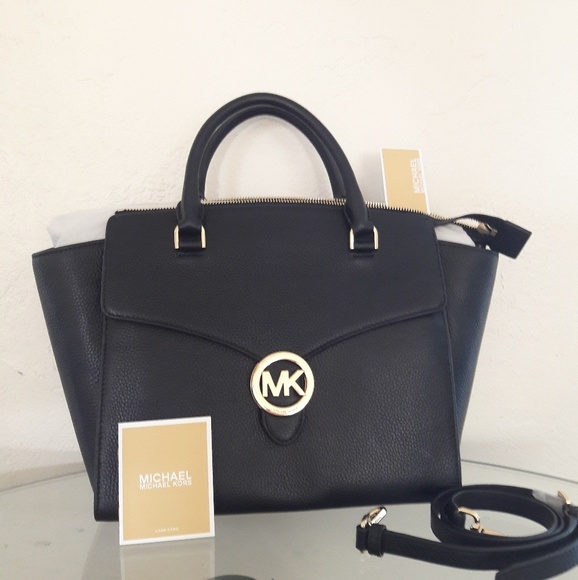 NWT MICHAEL KORS LEATHER VANNA LG SATCHEL HANDBAG - Picture 1 of 5